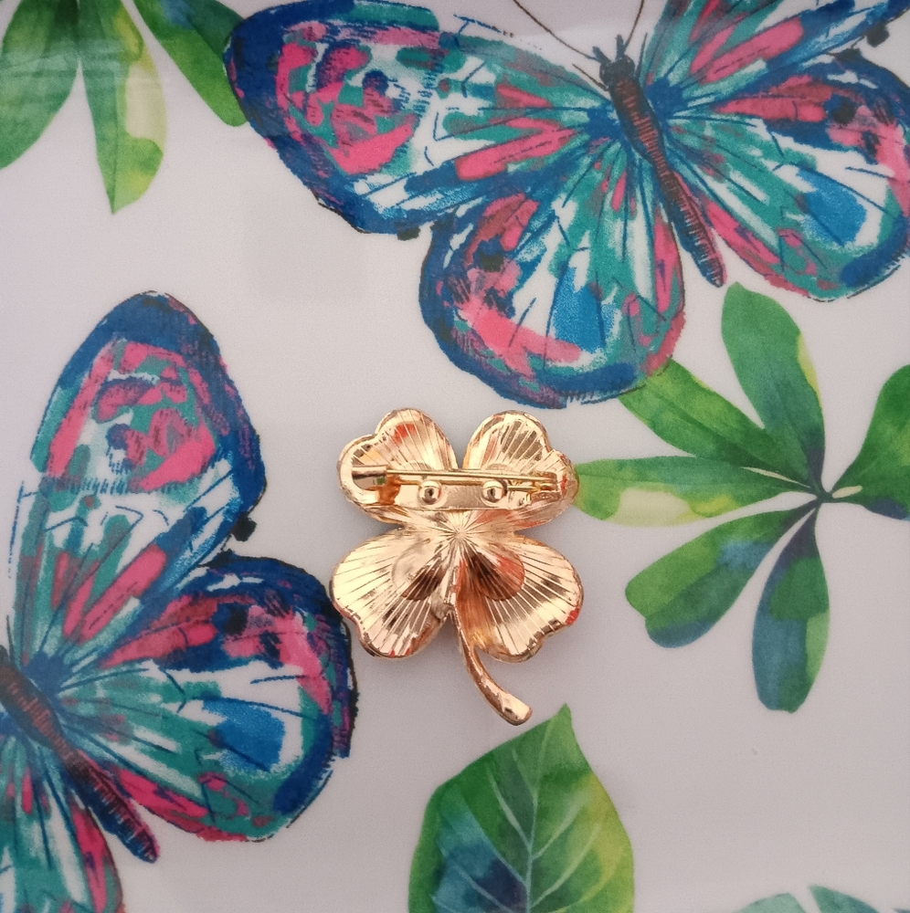 Four Leaf Clover Brooch - Picture 3 of 7